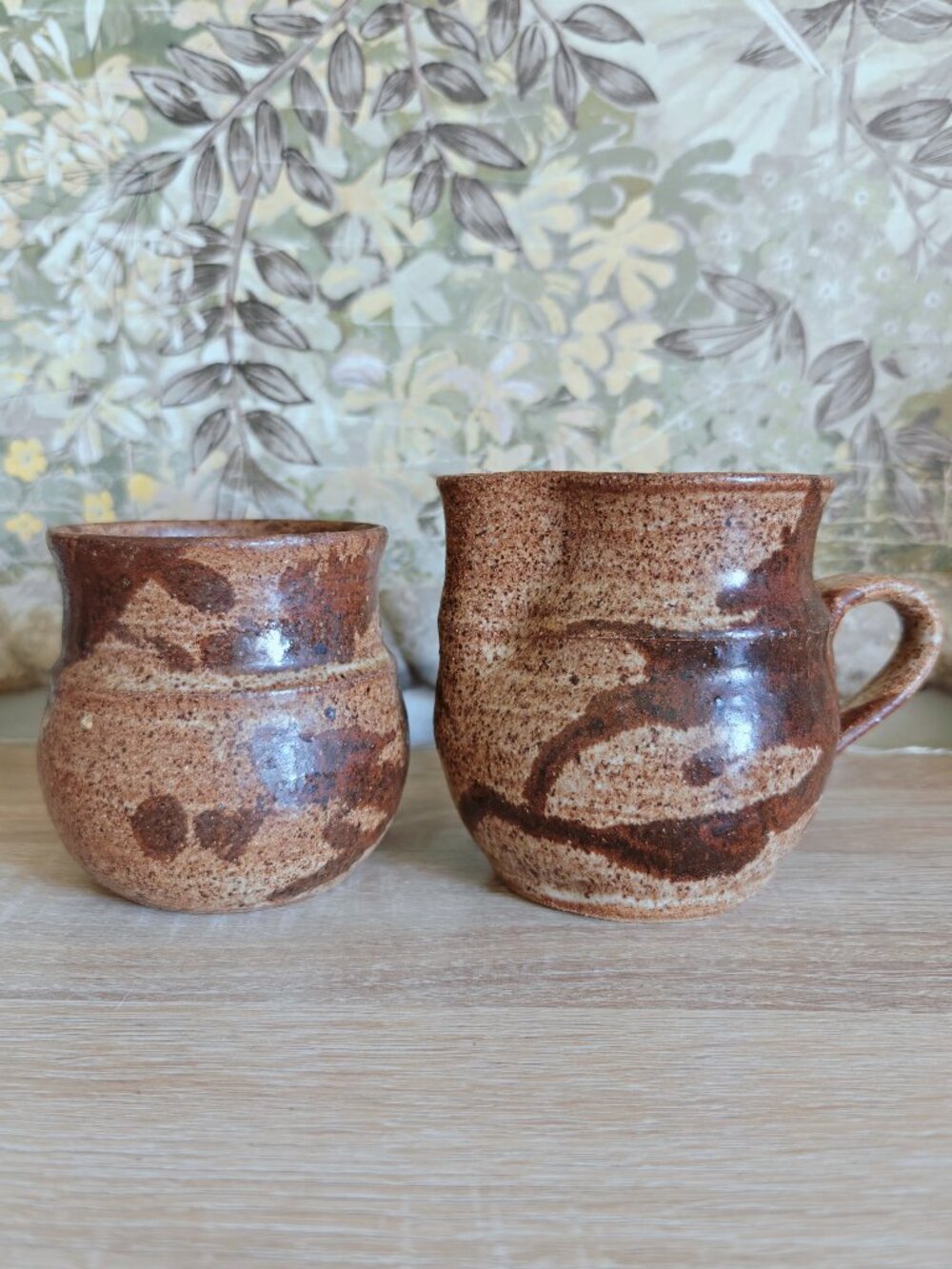 Vintage Signed MW Studio Pottery Creamer & Sugar Bowl Set Wabi Sabi